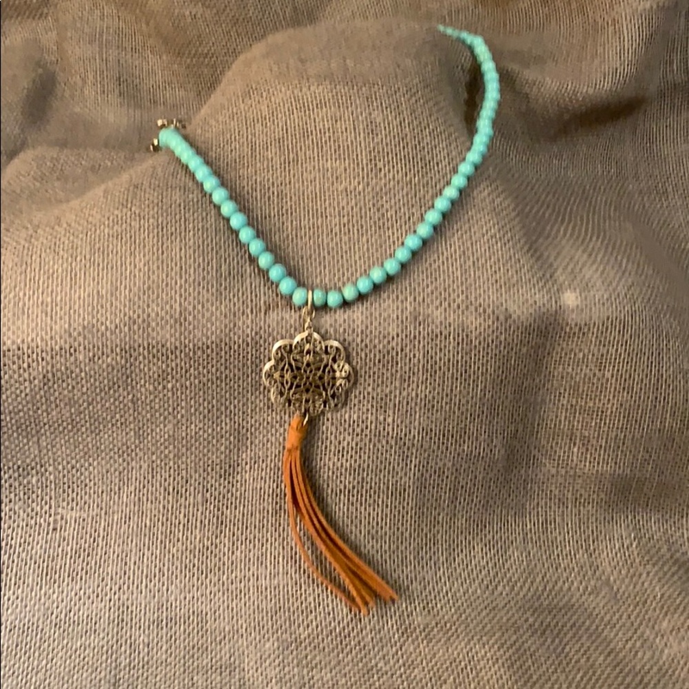 🔮 Mandala Pendant w Suede Tassel